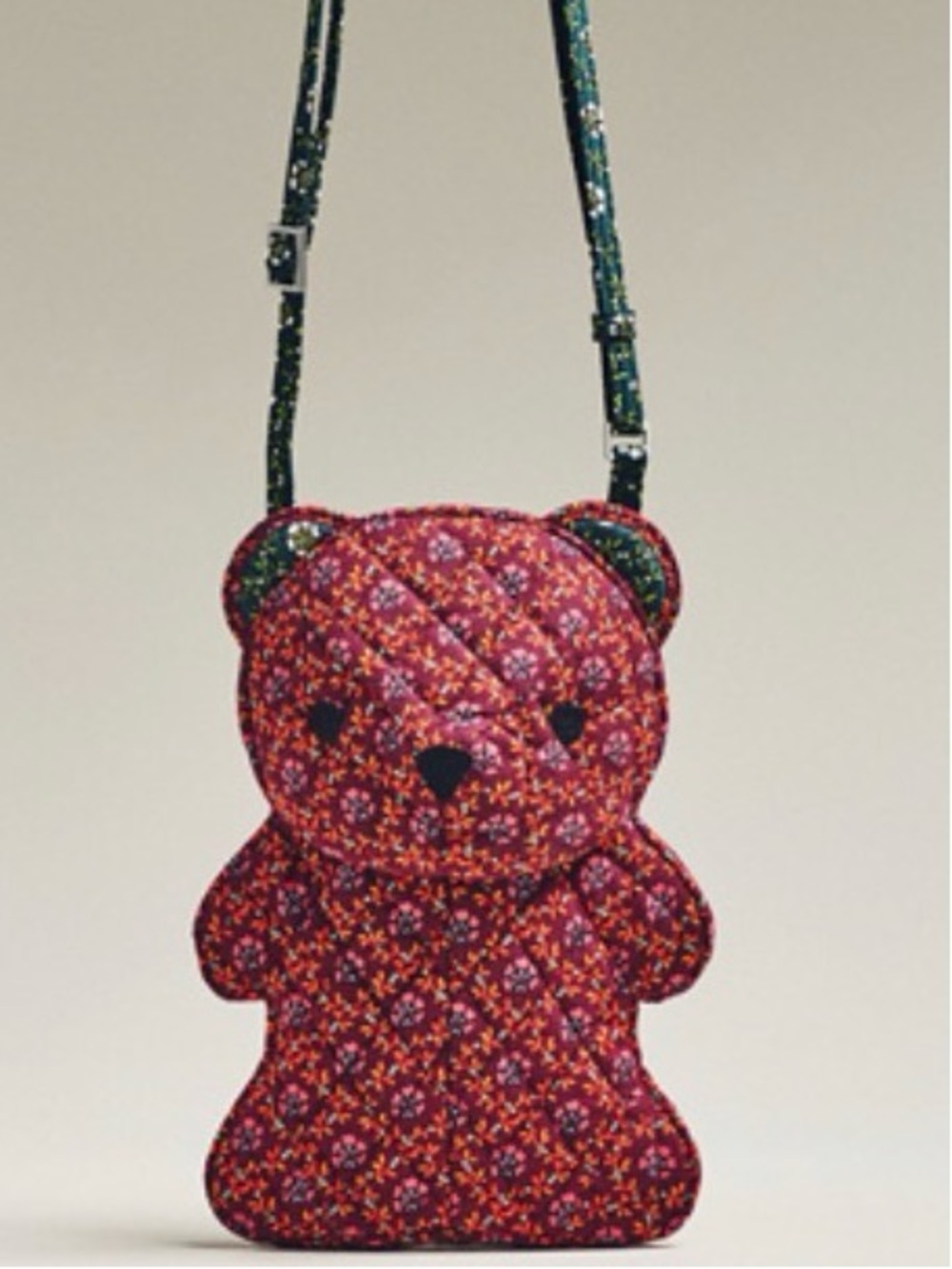 Anthropologie Vera Bradley Classic Bear Crossbody Lattice Patchwork Mistletoe